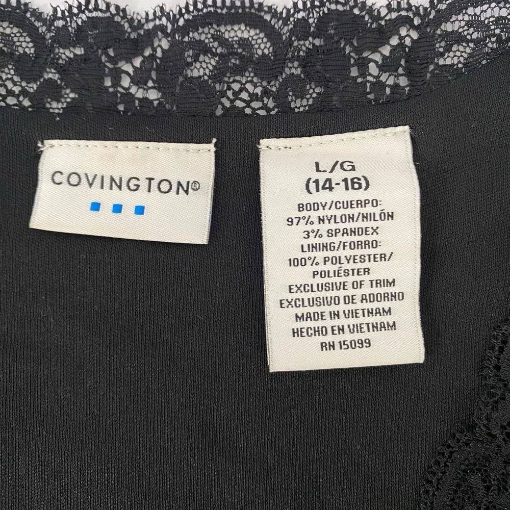 Covington Black Lace V Neck Sleeveless Top — Women’s Size L (14-16) - Picture 8 of 9